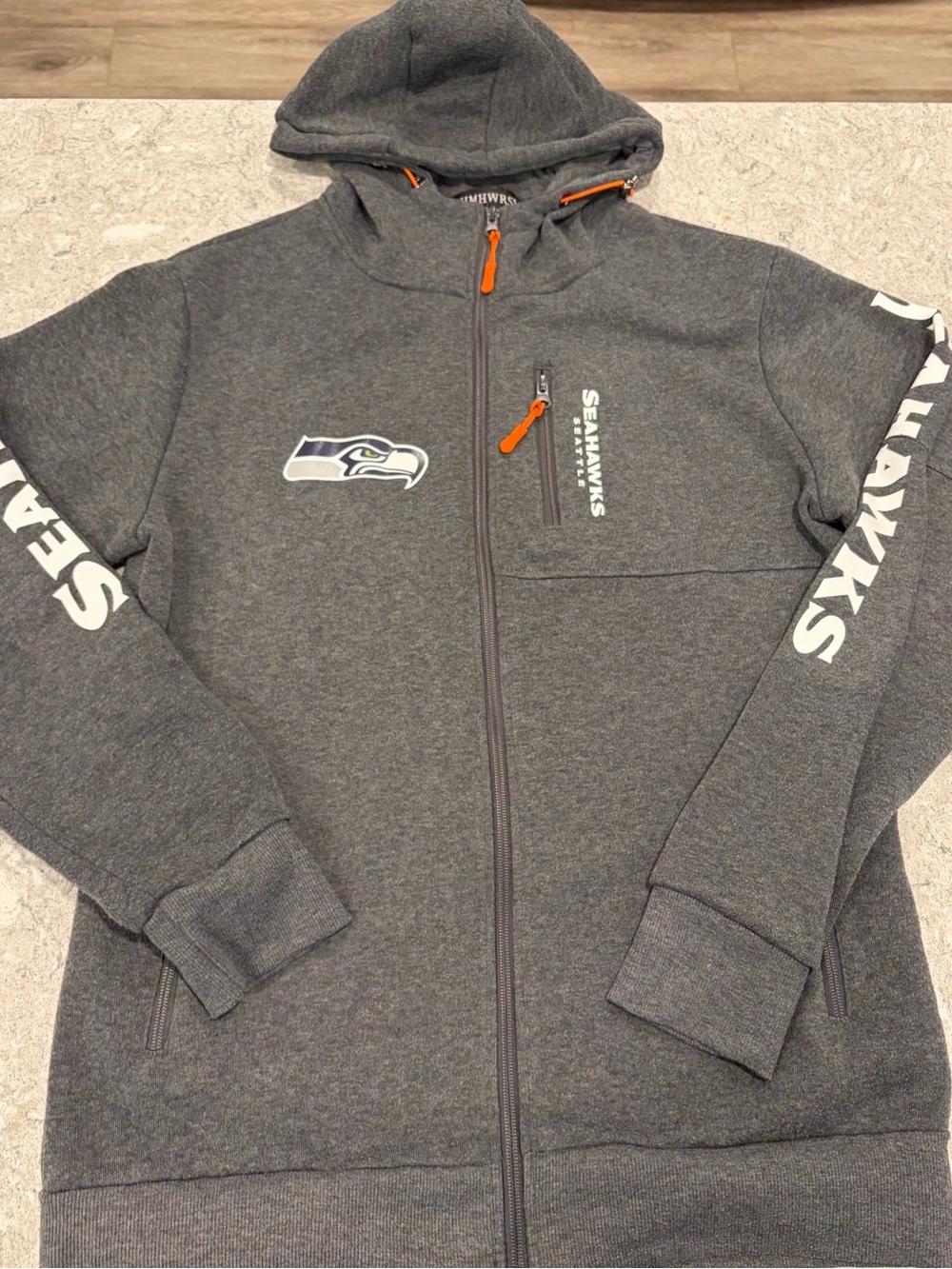 Seattle Seahawks NFL Siimhwrss Women’s Full Zip Grey Jacket-XL